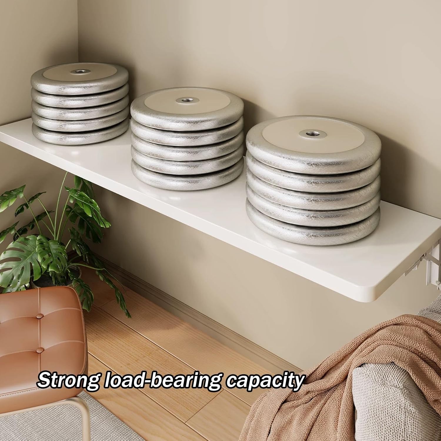 JKGHK Wall Mounted Radiator Shelf, 90° Foldable Radiator Covers for Home, Floating Over Radiators Cover Storage Table with Shelf Brackets, for Home, Dining, Office(White,47x16in/120x40cm)