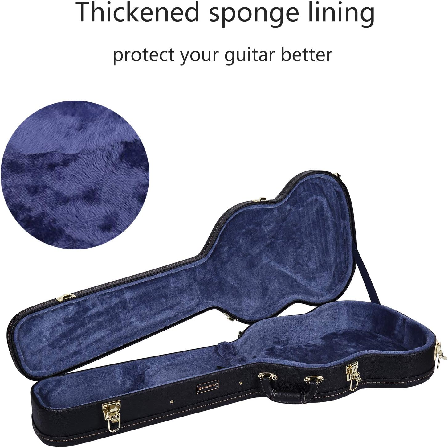 Crossrock Hardshell Arch Top wood case fits SG Electric Guitars-Black(CRW620SGBK)