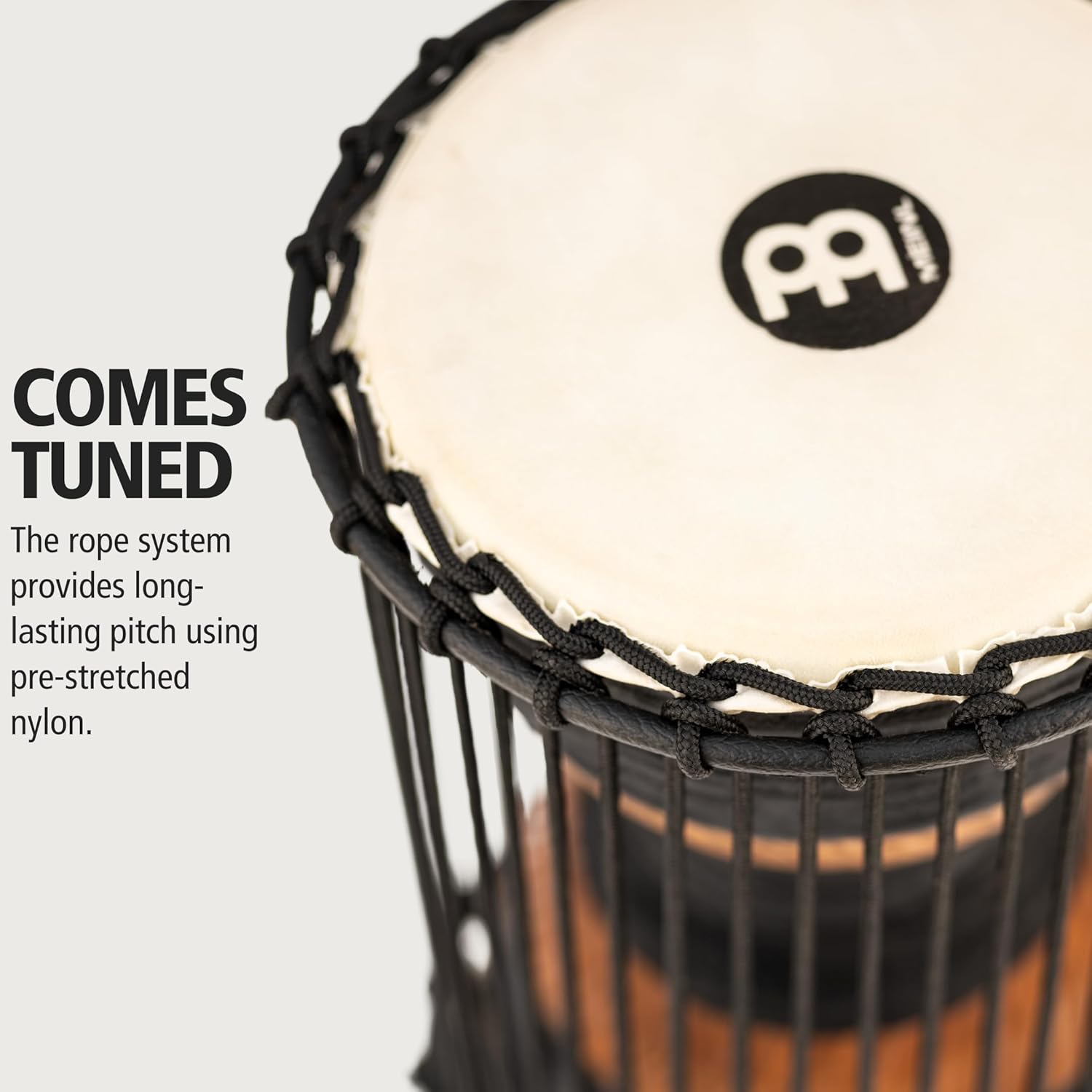 Meinl African Talking Drum with Mahogany Wood Shell and Wooden Beater - NOT MADE IN CHINA - Medium Size Goat Skin Heads, 2-YEAR WARRANTY (ATD-M)