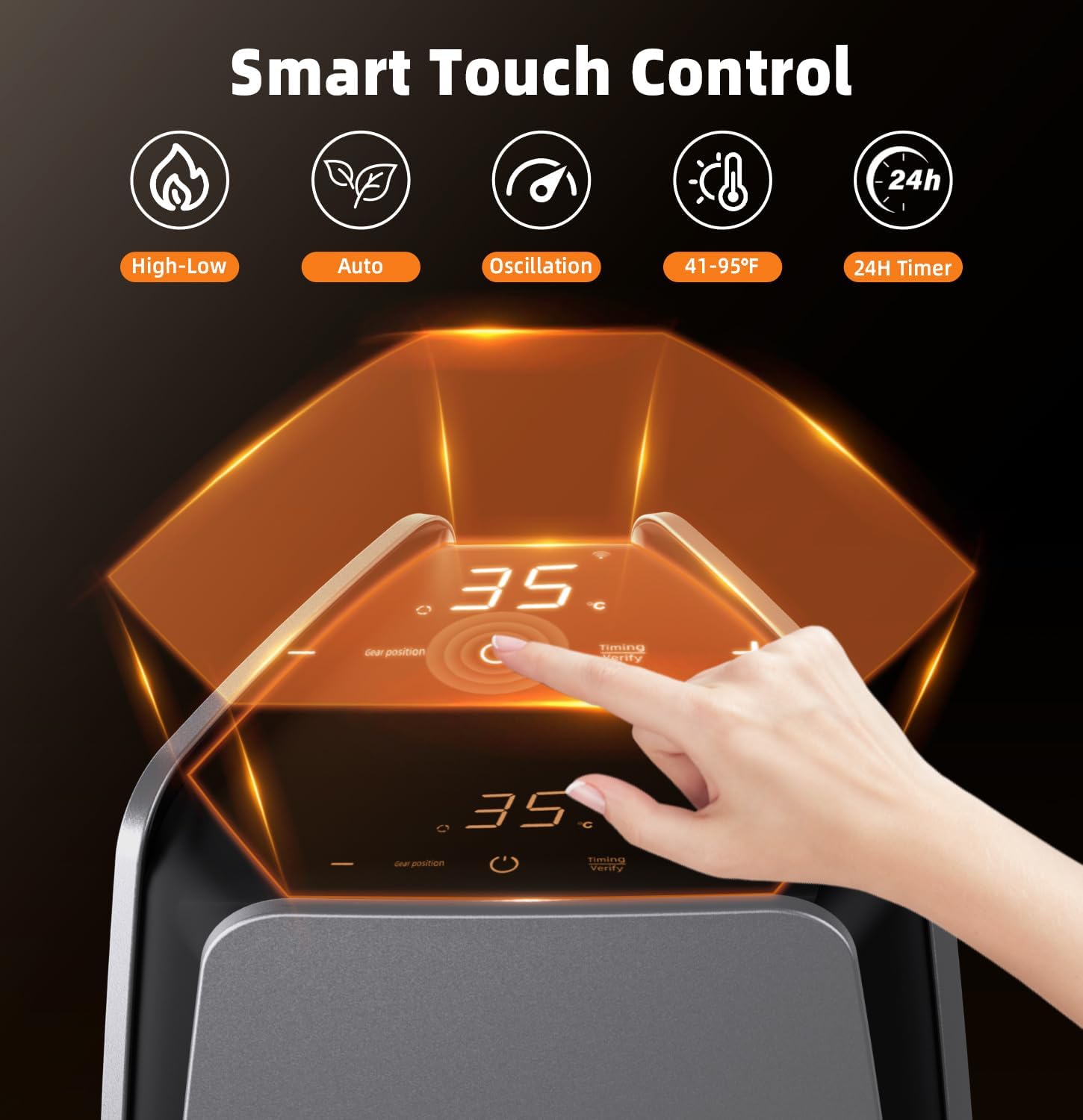 Infrared Space Heaters for Indoor Use, 1500W Electric & Portable Room Heaters with Thermostat, 4 Modes, 24H Timer, 70° Oscillating Electric Space Heater with Remote, Safe for Large Room Use