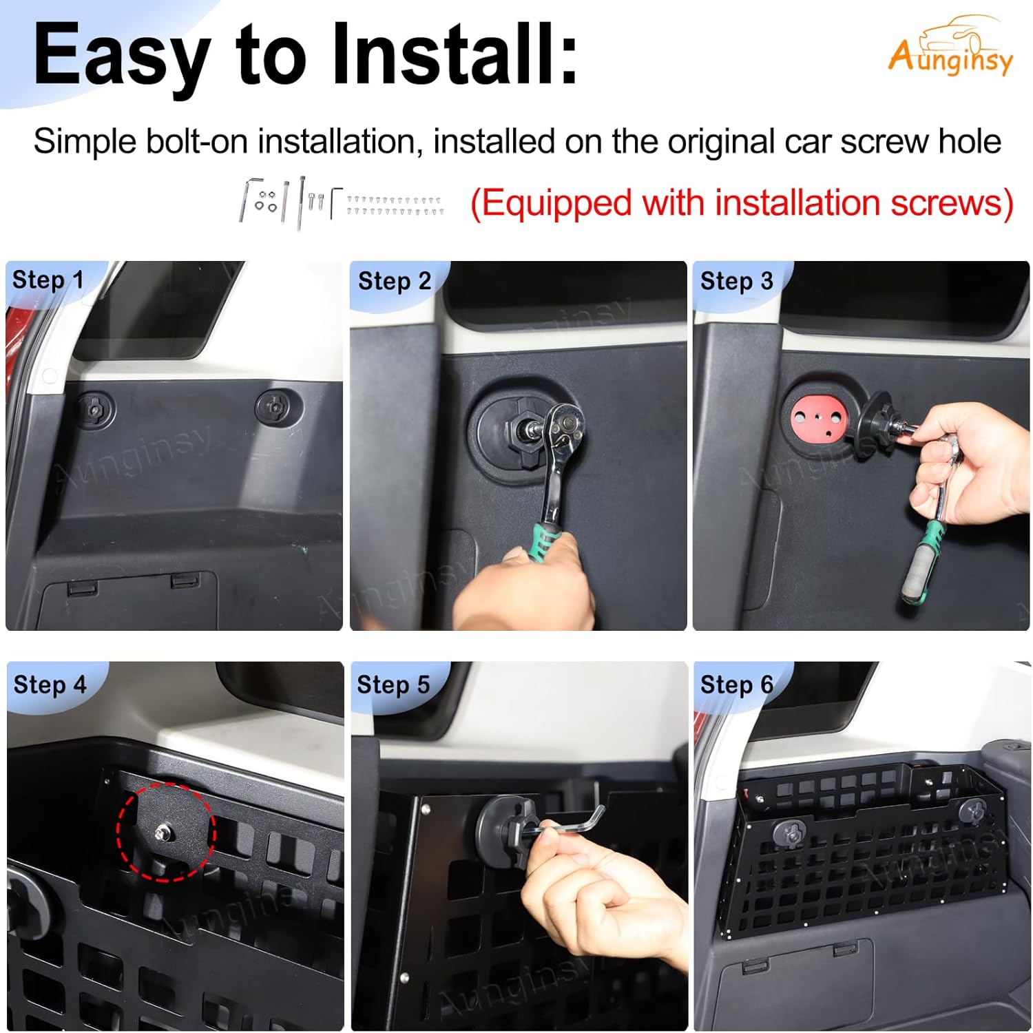 Aunginsy Trunk Organizer Compatible with Toyota FJ Cruiser 2007-2021 Accessories, Aluminum Car Rear Left Side Storage Holder Multifunctional Trunk Storage Box Basket Rear Cargo Racks Add Trunk Space