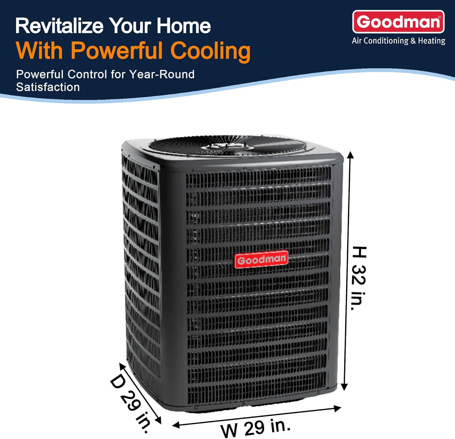 2.5 Ton 14.3 SEER2 Goodman Upflow/Downflow Air Conditioner System with Models GLXS4BA3010 and CAPTA3026C3