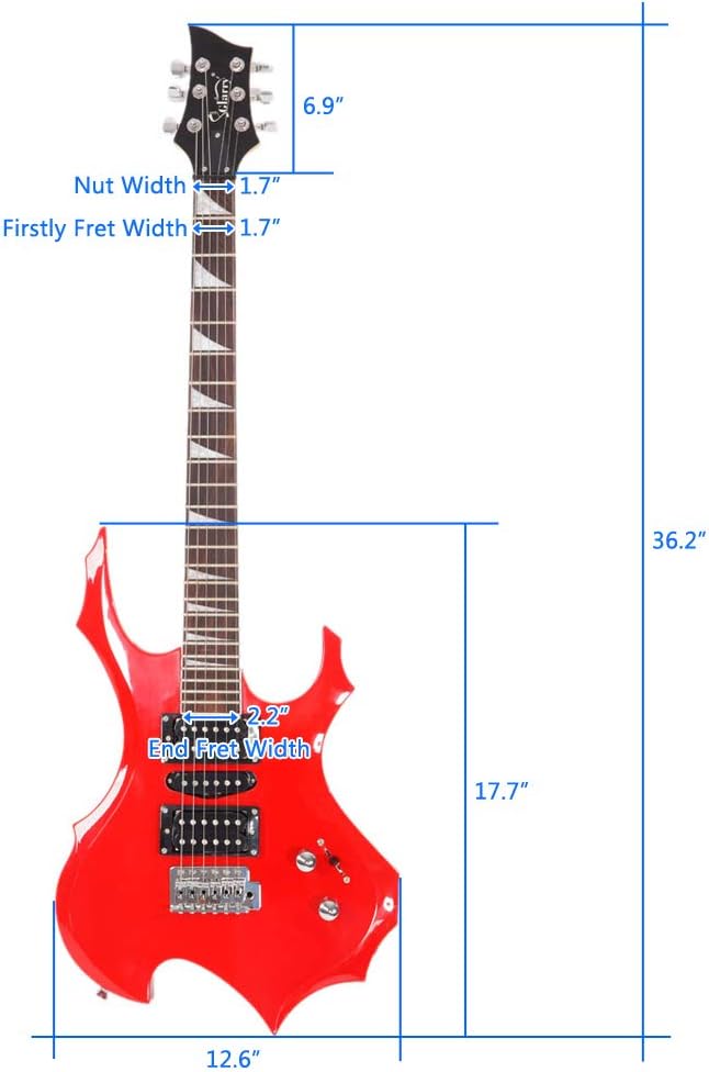 GLARRY Electric Guitar Buring Flame Design HSH Pickup for Beginner Right Hand with 20W AMP, Cable, Strap, Bag, Tremolo Arm and Accessories (Red)