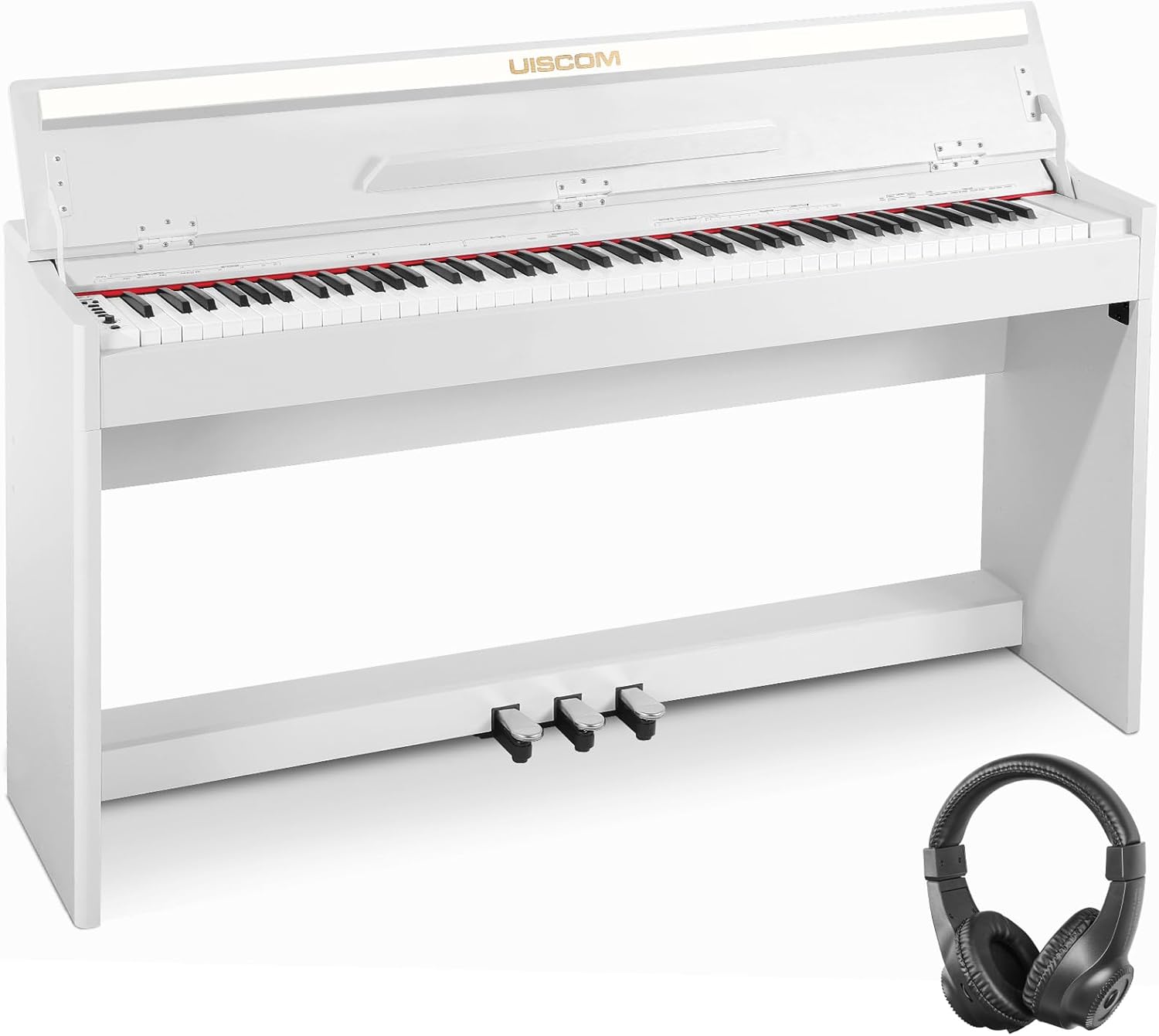 Digital Piano 88 Key Semi-Weighted Full-Size Electric Keyboard Comes with Headphones,Classic Household/Piano Lessons Furniture Stand and Triple Pedals Beginner's Course,White