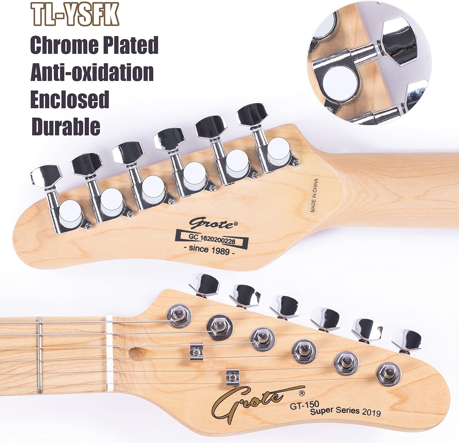 Grote Electric Guitar Semi-Hollow Body Single F-Hole Printed Tele Style Guitar Full-Size Basswood with Canadian Maple neck Chrome Hardware(Black)