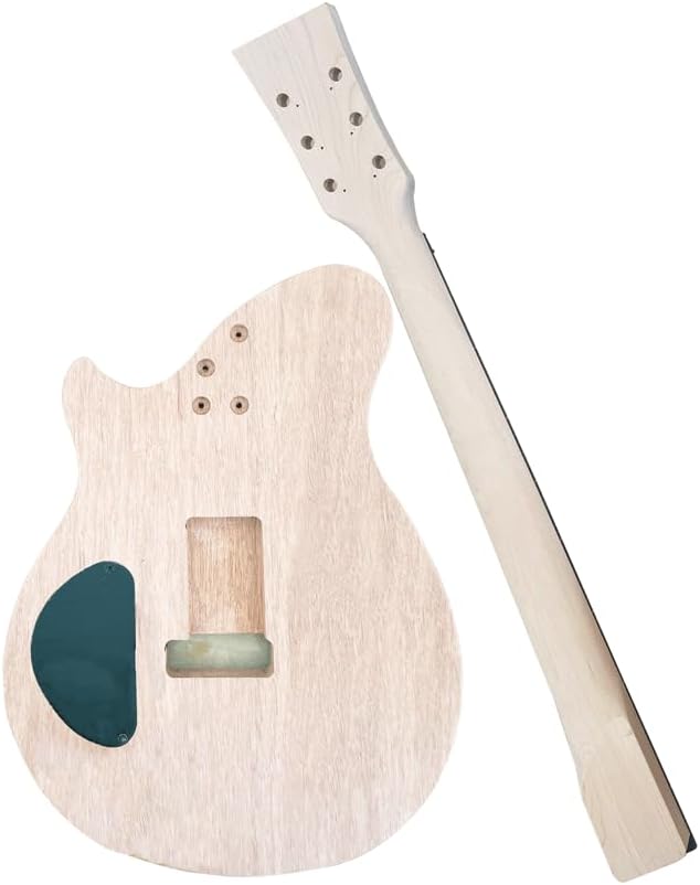 DIY Electric Guitarr Kit 6 String Handed with Mahogany Body Hard Maple Neck Rosewood Fingerboard Black Hardware Build Your Own Guitarr for Beginner.