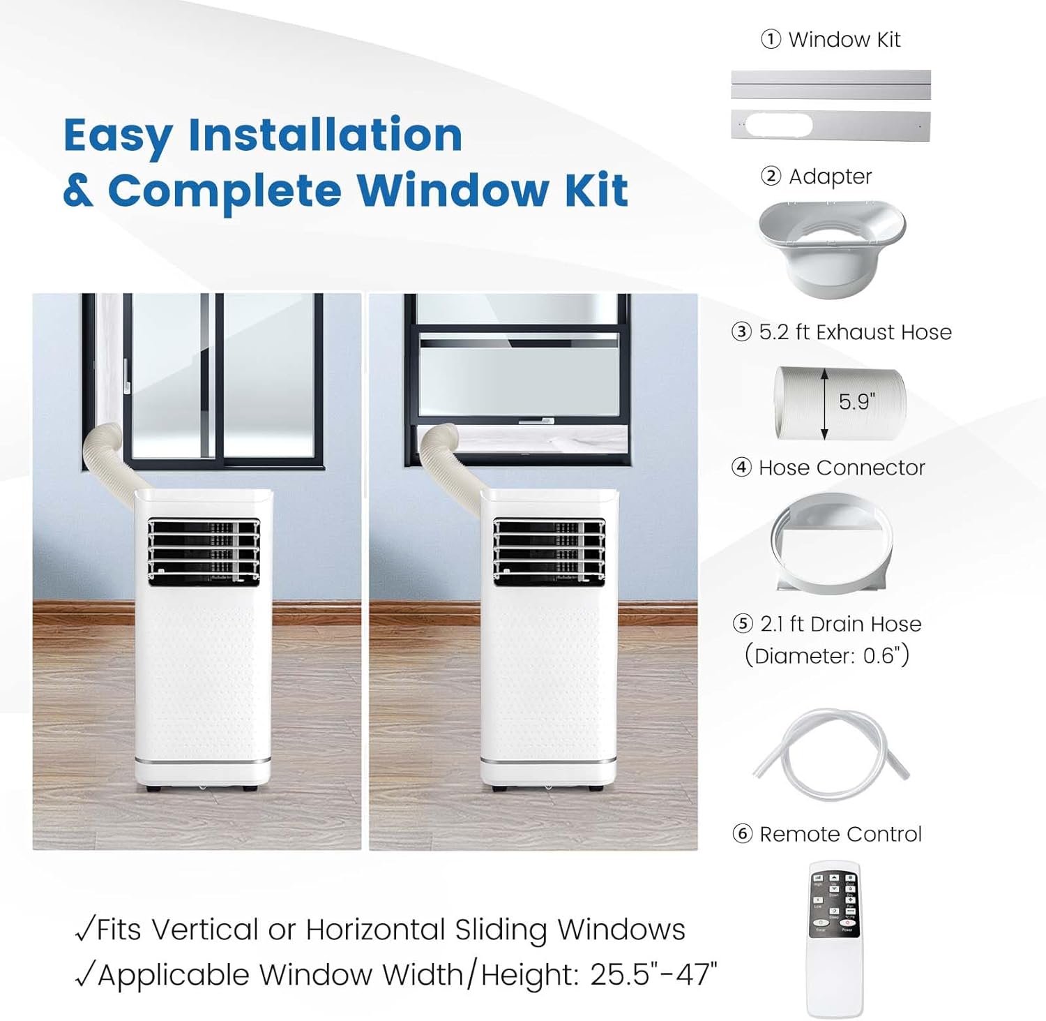 SIMOE 10000 BTU Portable Air Conditioners, Room Portable Air Conditioner Cool Up to 350 Sq.Ft, with Remote Control, 24H Timer, LED Display, Child Lock, with Dehumidifier & Fan Mode, Sleep Mode