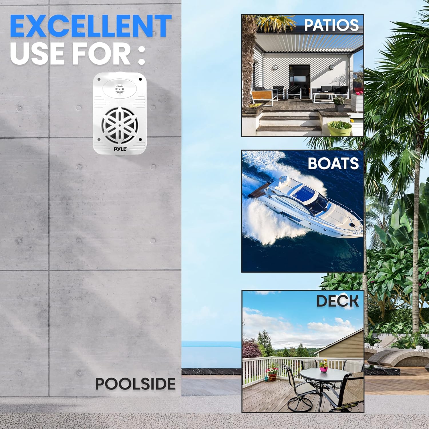 PyleUsa Indoor Outdoor Speakers Pair-500 Watt Dual Waterproof 5.25” 2-Way Full Range Speaker System w/ 1/2”High Compliance Polymer Tweeter - in-Home, Boat, Marine,Deck,Patio,Poolside (White) PDWR55WT