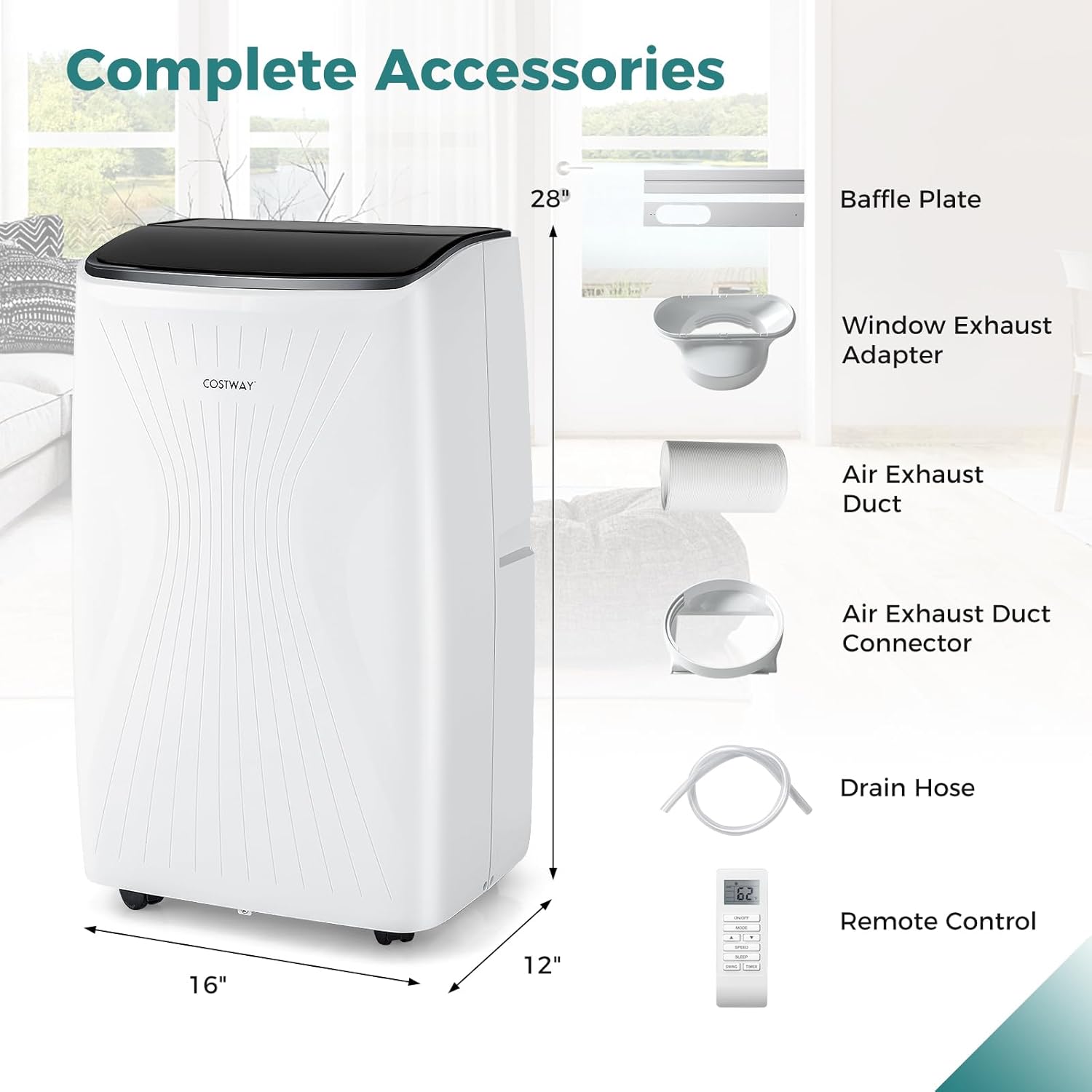 COSTWAY 14000BTU Portable Air Conditioner with Heat, Smart WiFi Enabled AC Unit, Fan & Dehumidifier w/ 24H Timer, Sleep Mode, Remote Control & Installation Kit, Cool Rooms up to 700 Sq.Ft (14000BTU)