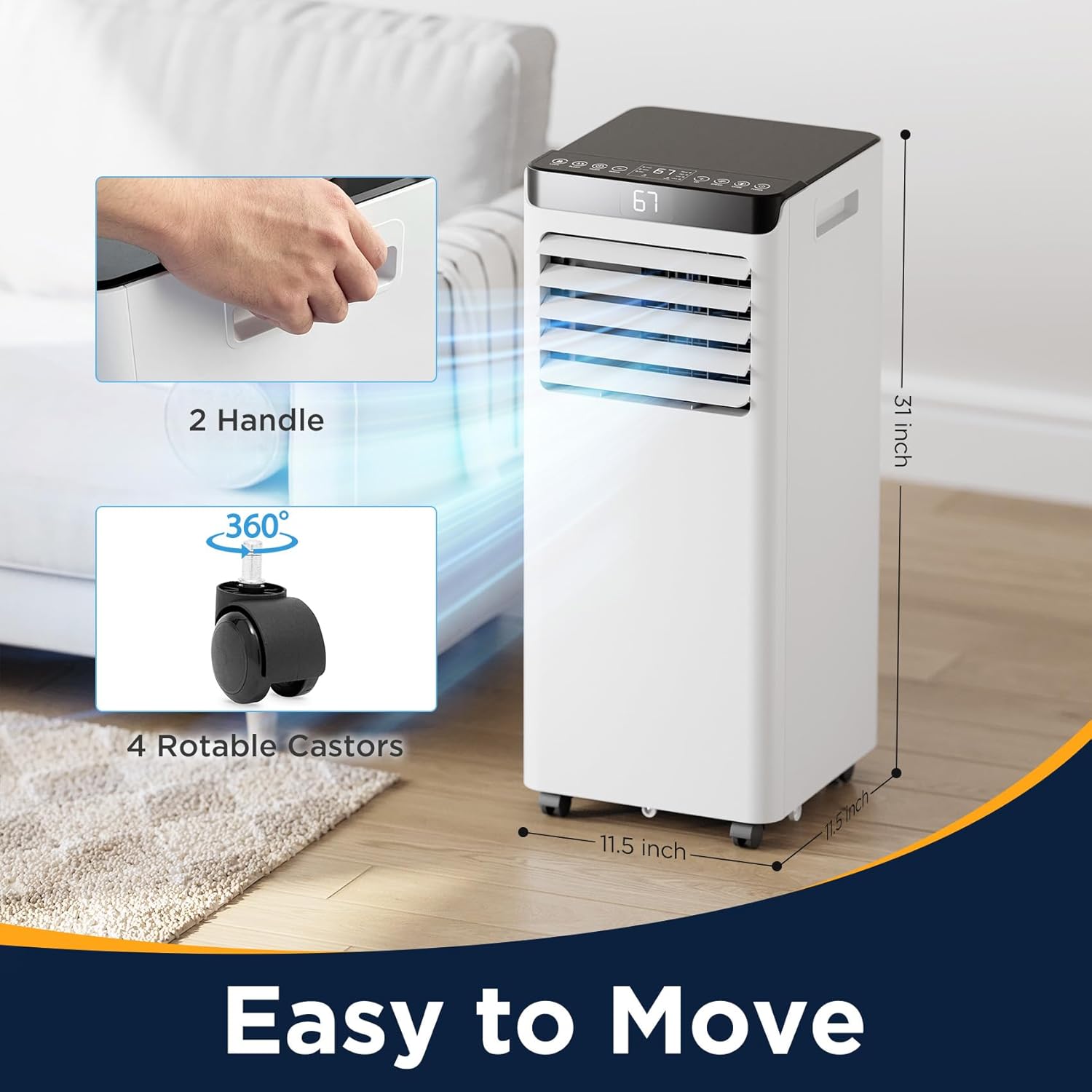 Portable Air conditioners 10,000 BTU Portable Air Conditioners for Large Room Up to 450 Sq.Ft,Portable AC Unit with 4-in-1 AC Unit for Rooms, Remote Control with Installation Kit (10K-07B AC)