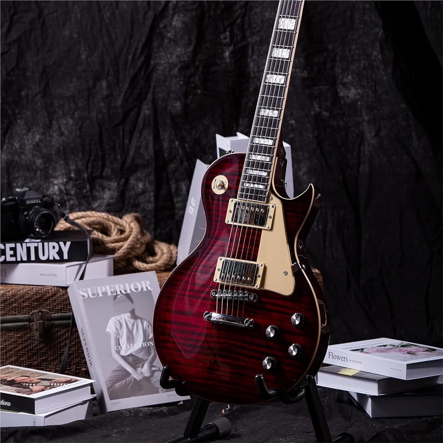 Beginner Electric Guitar Kits Guitar Solid Body Electric Guitar With Gigbag(Red)