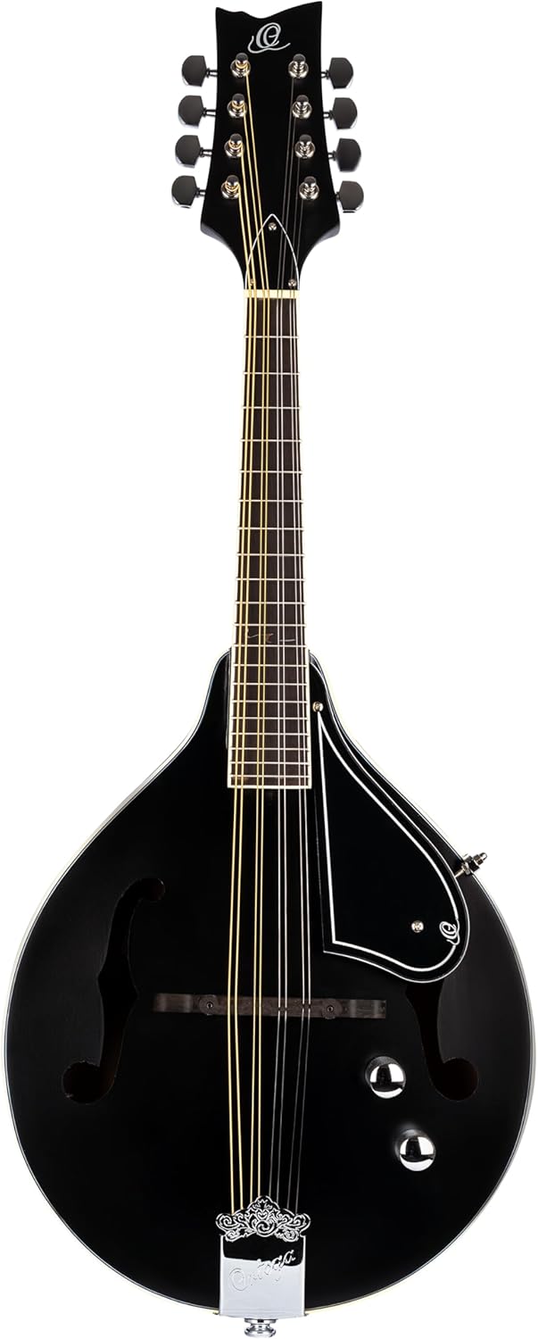 Ortega Guitars, 8-String A-Style Series Acoustic-Electric Mandolin w/Bag, Right, Stain (RMAE40SBK)