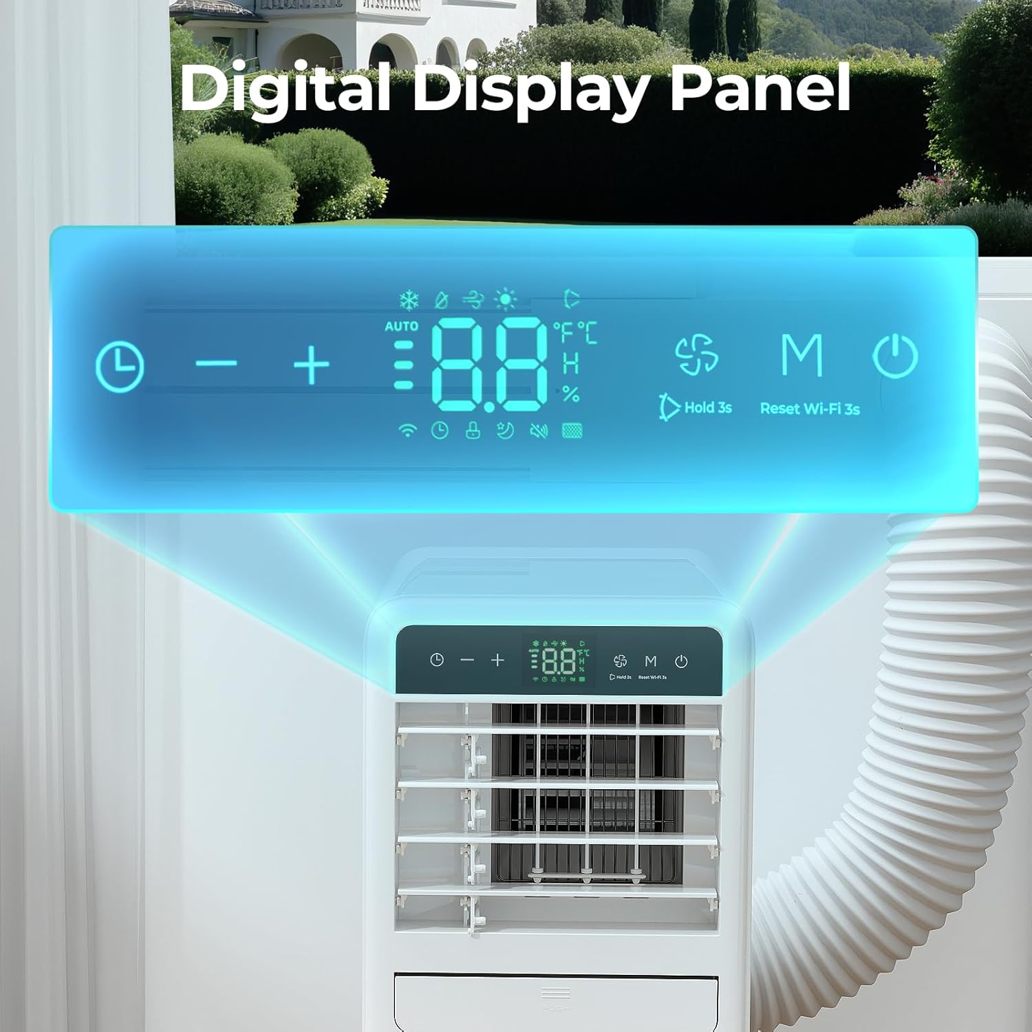 12,000 BTU Portable Air Conditioner, 3-IN-1 Smart AC Unit with Fan/Dehumidifier/Drainage-free Cooling, APP/Voice/Remote/Touch, 47 dB, Sleep Mode, Window Installation Kit, 24H Timer for Home/Office