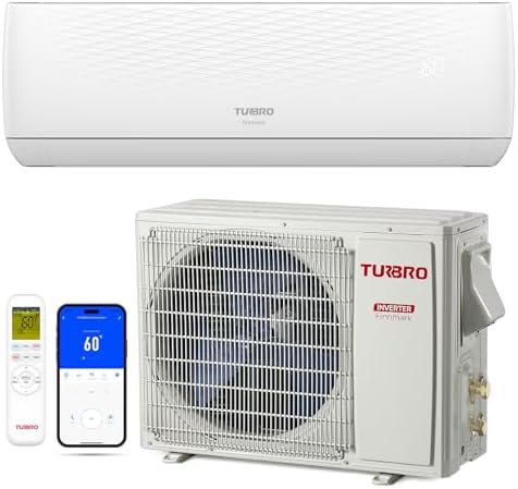 TURBRO 24,000 BTU Ductless Mini Split AC with Heat Pump, Inverter Compressor, 18.5 SEER2, 230V, R32 Refrigerant, Pre-charged Evaporator, WiFi-Enabled, App Control, AHRI Certified, Finnmark Series