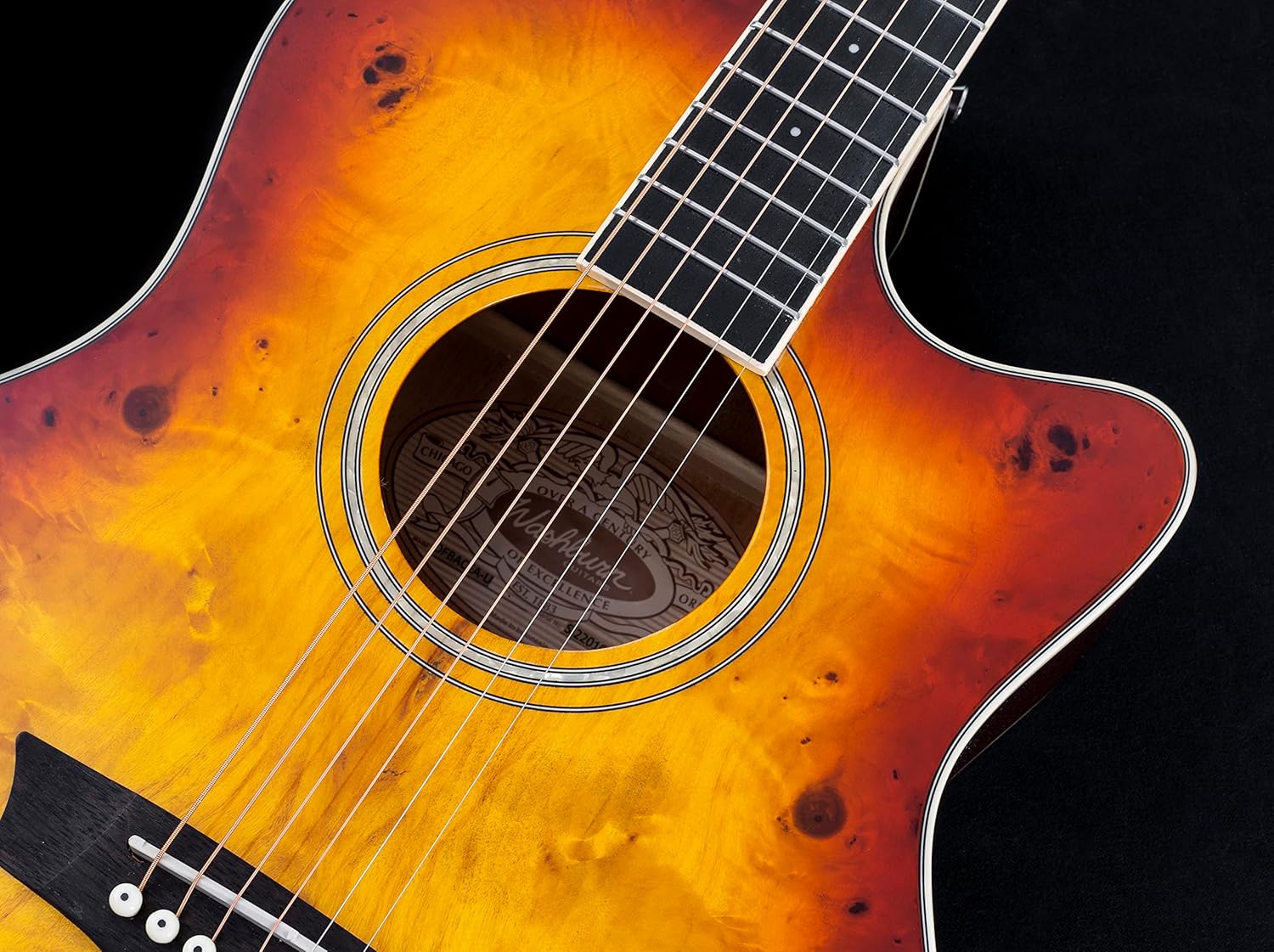 Washburn Deep Forest Burl ACE Acoustic Electric Guitar, Amber Fade (DFBACEA)