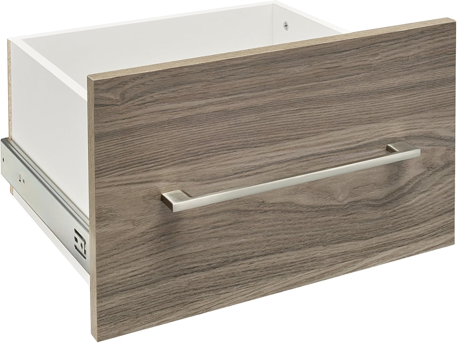 ClosetMaid SuiteSymphony Wood Closet Drawer, Add On Accessory, Modern Style, for Storage, Closet, Clothes, 16” x 10” Size for 16 in. Units, Natural Gray/Satin Nickel