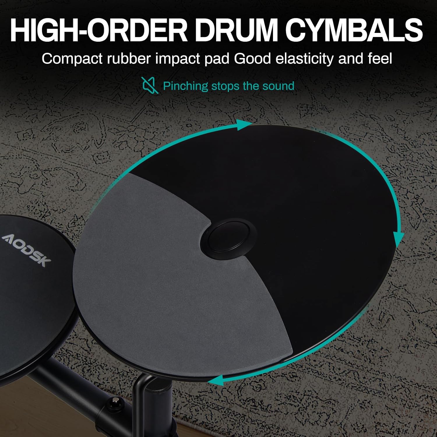 AODSK Electric Drum Set with 4 Quiet Drum Pads,Portable and Solid Drum Set for Beginner with 200 Sounds,2 Switch Pedal,Drum Throne,Drumsticks,Headphones (UAED-403TS)