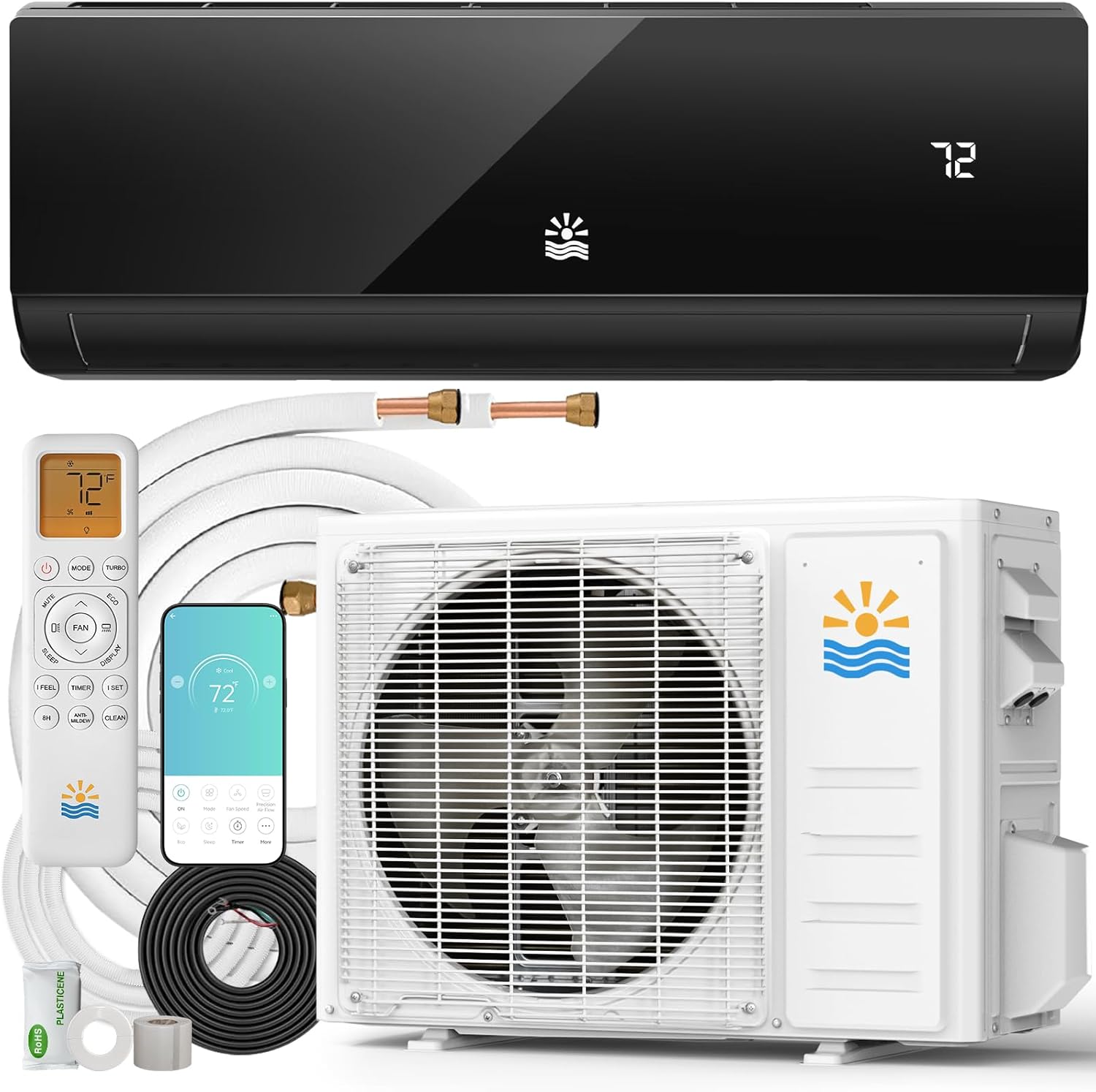 Mini Split Air Conditioner - 12000 BTU Ductless Mini Split Ac/Heating System, 115V 20 SEER2 Wifi Enabled Inverter, Split AC Unit with Precharged Heat Pump, 750Sq. Ft, R454B with Installation Kit