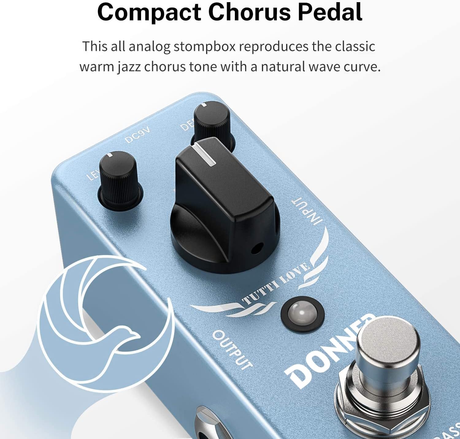 Donner 39-Inch Electric Guitar Starter Kit-Chorus Pedal, Tutti Love Analog Chorus Effect Classic Warm Chorus for Electric Guitar True Bypass