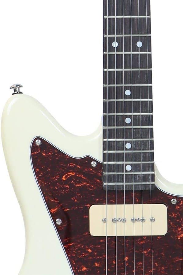 Monoprice Offset OS30 DLX Electric Guitar - Right Handed, Basswood-Body, White - Indo Series