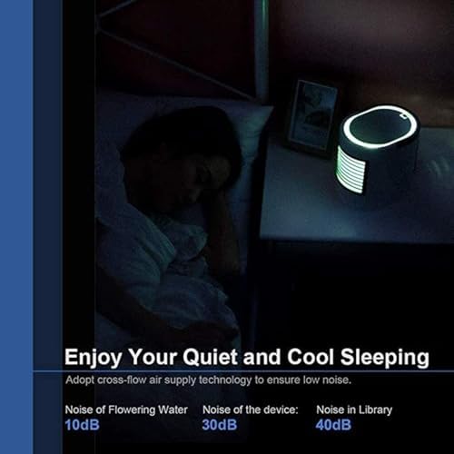 Portable Air Cooler for Home & Office, Mini Air Conditioner with 3 Speed Levels, Humidifier, 7 Color Night Light, and 380ml Water Tank