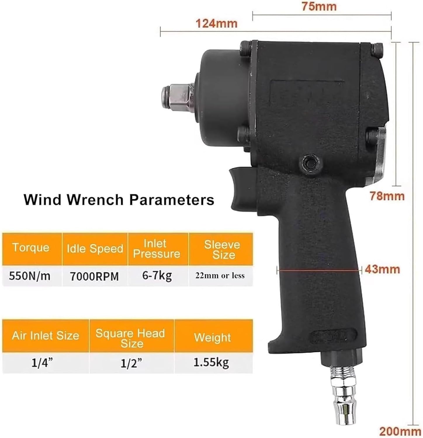 Pneumatic Oil Drum Capping Machine, 28MM+61MM, Idling Speed 7000RPM, 1/4 Inch Air Inlet, Forward and Reverse Adjustable, Suitable for Liquid Packaging Industry