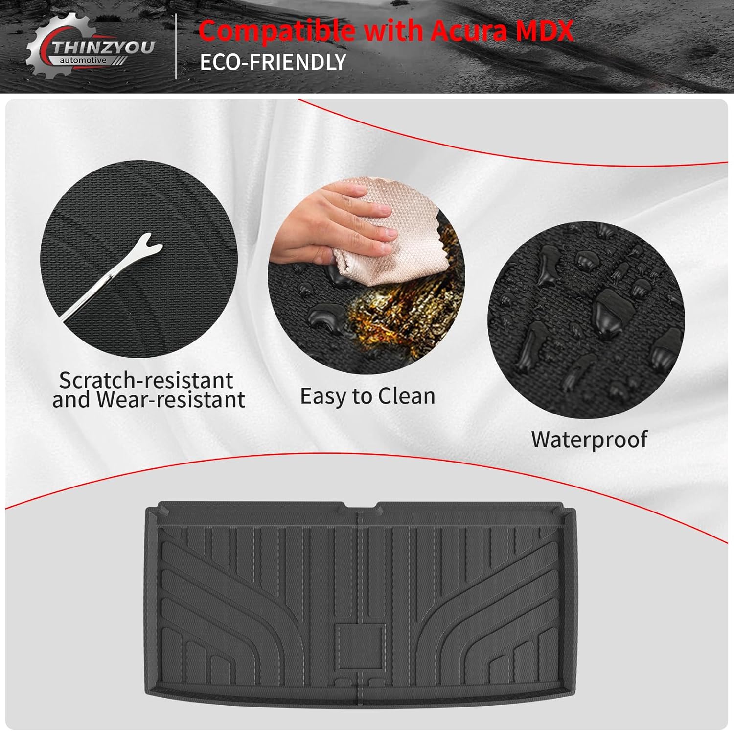 Cargo Mat Compatible with 2022-2025 2026 Acura MDX (NOT for Type S) Cargo Liner Lower Trunk Mat Trunk Liner Back Seat Cover 2024 MDX Accessories (Trunk Mat with Backrest Mat+Sub Trunk Mat)