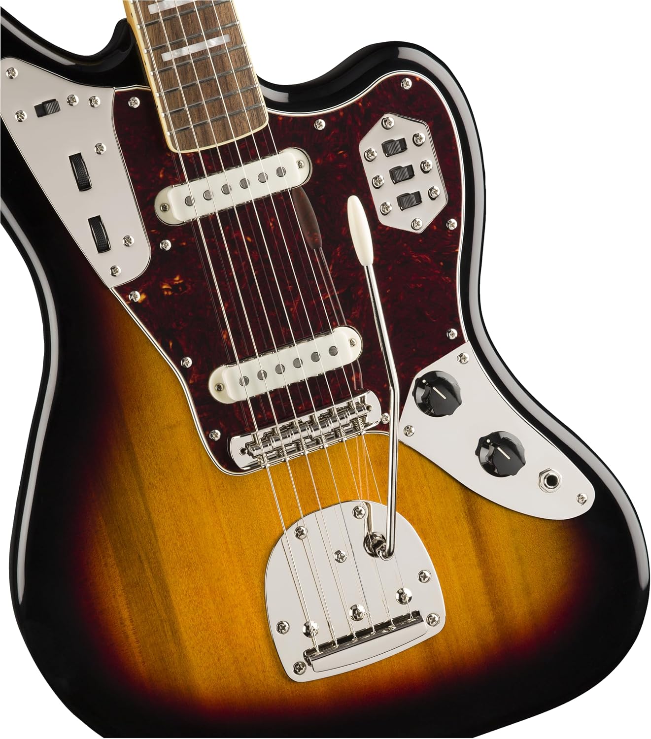Squier Classic Vibe 70s Jaguar Electric Guitar, with 2-Year Warranty, 3-Color Sunburst, Laurel Fingerboard