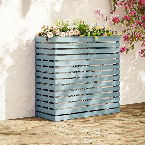 Outdoor Air Conditioner Cover Wood Ac Covers for Outside Decorative Ac Unit Cover Air Conditioner Covers for Outside Fence Blue A 105 * 45 * 100Cm