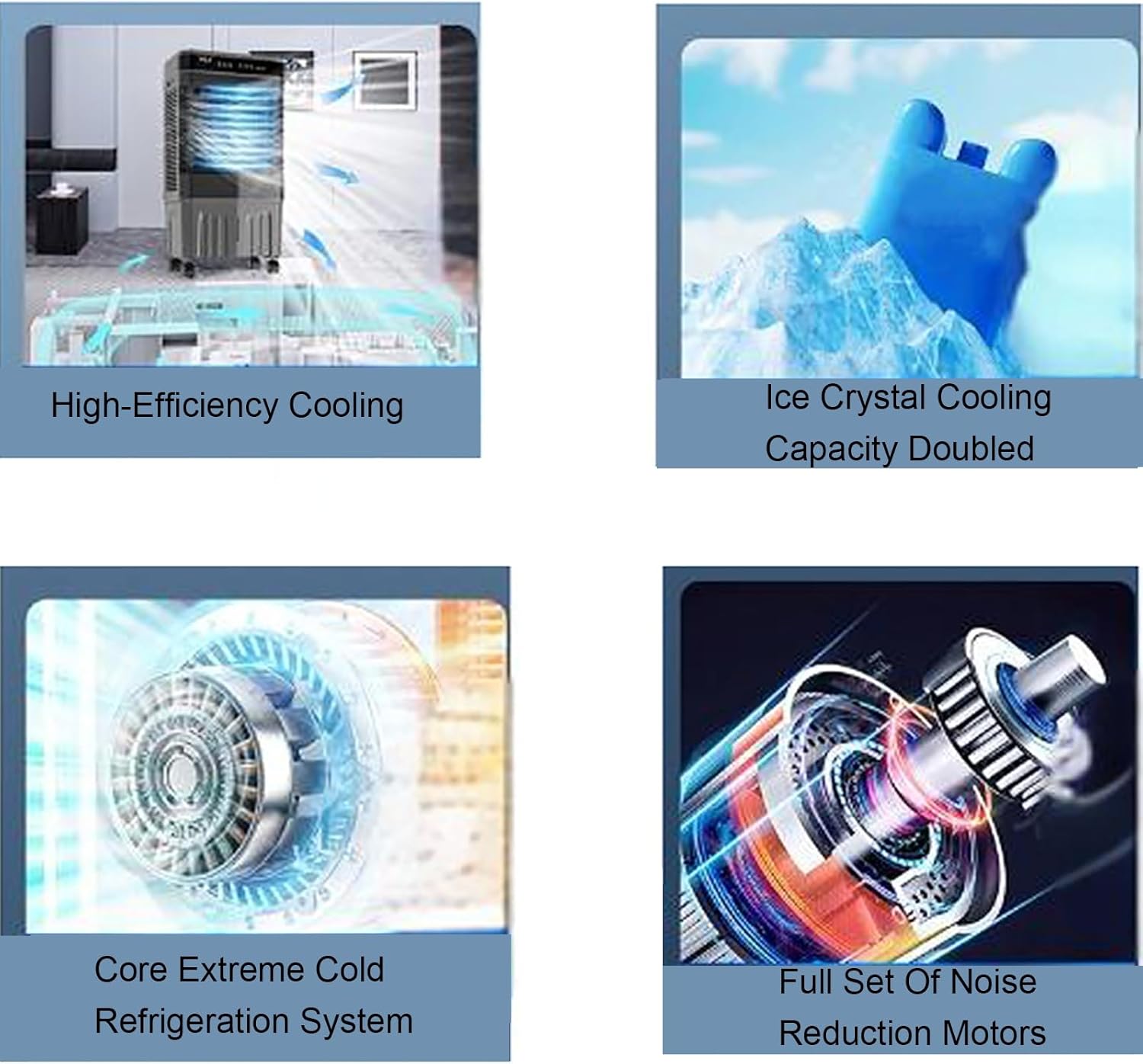 Evaporative Air Cooler with Remote, Evaporative Coolers, 120° Oscillating, 3 Speeds, 4 Ice Packs, Portable Swamp Cooler Air Conditioner(110x35x48 cm/43x14x19 in)