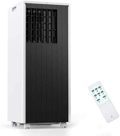 8,000 BTU Portable Air Conditioners Cool Up to 350 Sq.Ft. Quiet Freestanding AC Unit with Built-in Dehumidifier/Remote Control/LED Display/Safety Lock/Window Installation Kit, White