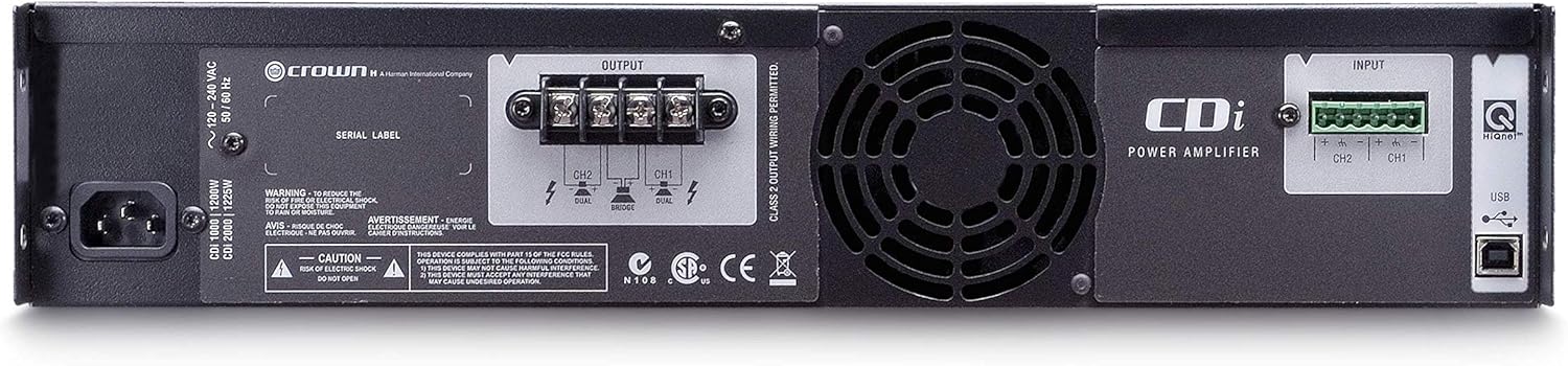 Crown CDi 1000 Two-Channel, 500-Watt @ 4Ω, 70V/140V Power Amplifier