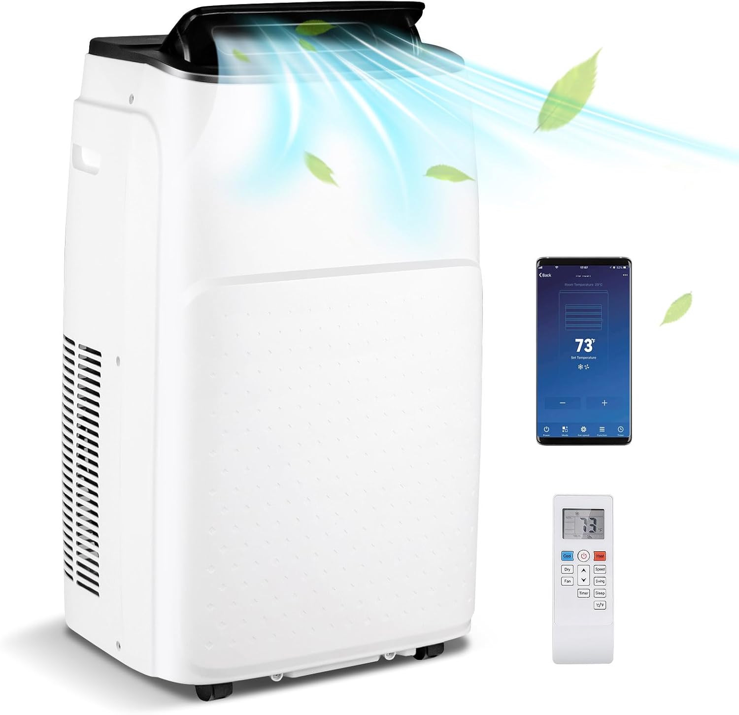 ARLIME Portable Air Conditioner,13000 BTU AC Unit, Smart WiFi App & Voice Control, 4 in 1 Quiet AC Unit w/Cool, Fan, Heat & Dehumidifier, Sleep Mode, 24H Timer, Remote Control & Window Kit, White