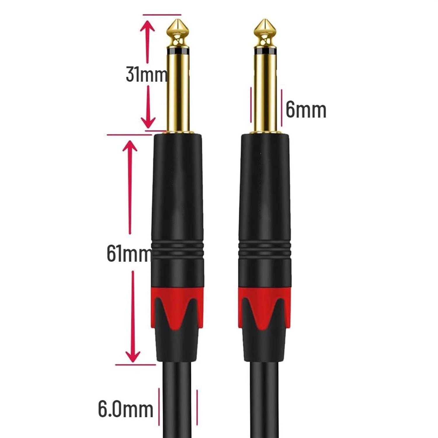 Pro Audio Cable 6.5mm Guitar Cable Male to Male 1/4 Inch Cord for Guitar Electronic Mixer Speaker Amplifier Cables(TS,10m)