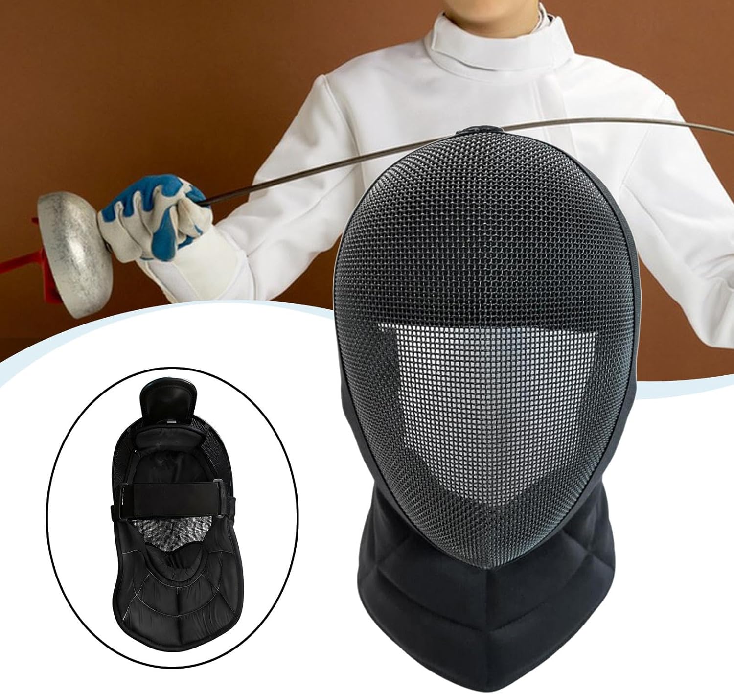 Colaxi Epee Fencing, Sports Accessories for Sparring Kendo, Comfortable, Stabproof, Breathable Face Cover Helmet