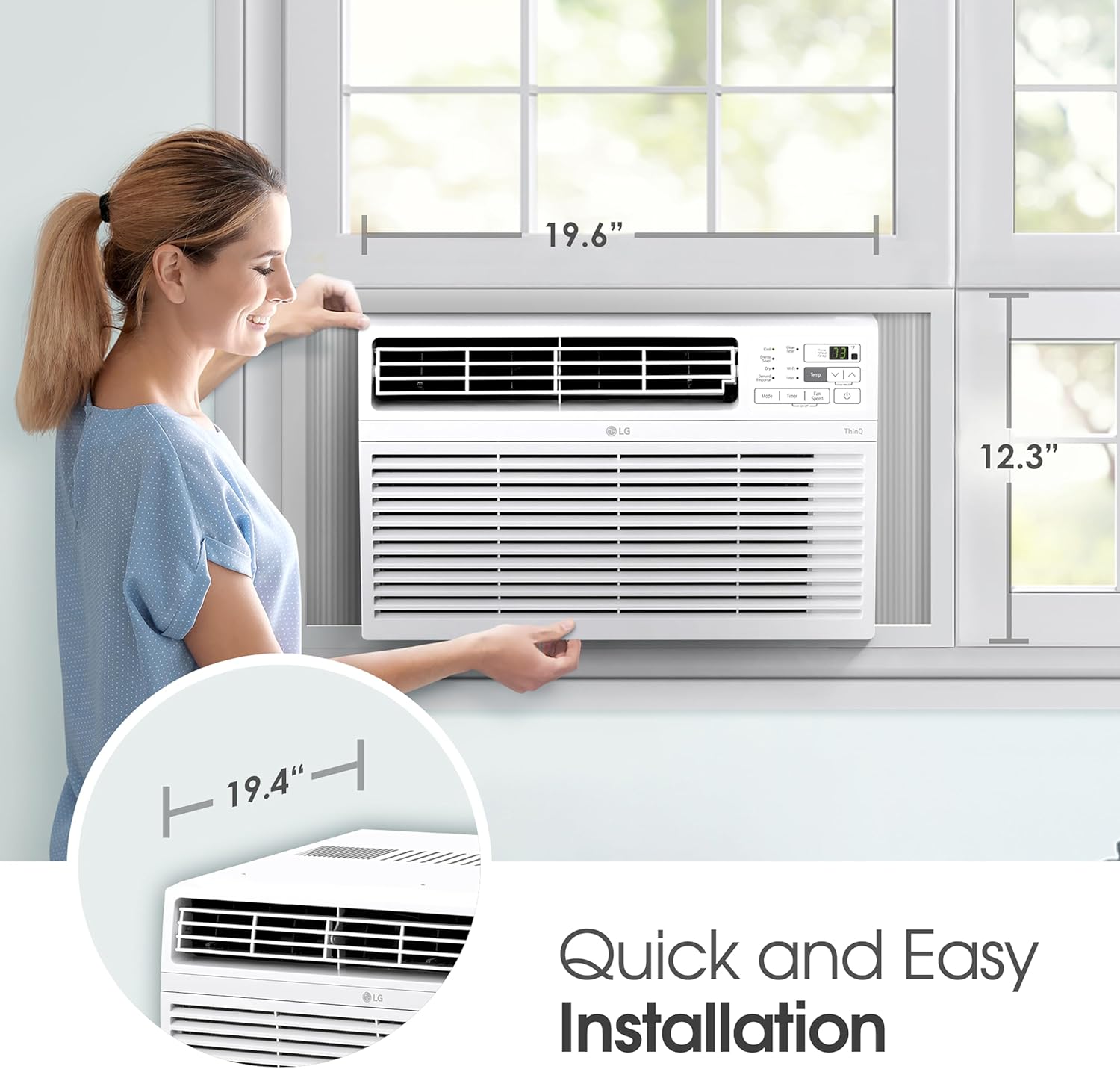 LG 8,000 Window Air Conditioner, 115V, 350 Sq.Ft. (14' x 25' Room Size), Quiet Operation, Electronic Control with Remote, 3 Cooling & Fan Speeds, Auto Restart, 8000 BTU, White