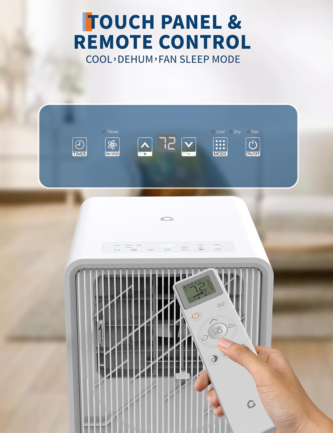 Portable Air Conditioners 8000 BTU AC Unit for Room Up to 700 Sq.Ft, 4 In1 Standing Air Conditioner With Cool, Dehumidifier, Fan Modes, Sleep Mode, Remote Control, 24H Timer,Auto Swing