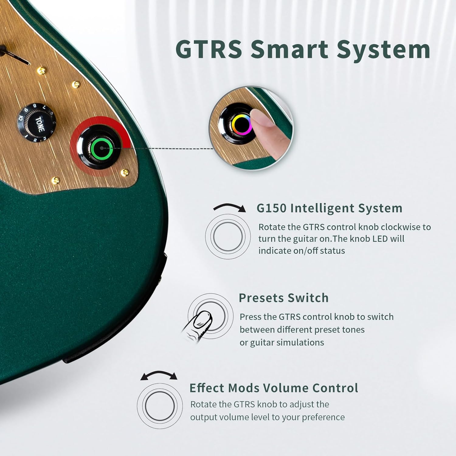 GTRS S900 Smart Electric Guitar With Effects And G-LB Replaceable Recharegeable Battery