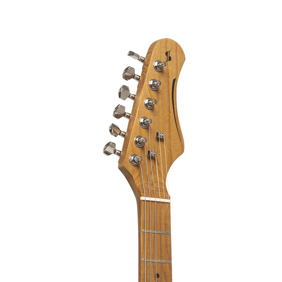 Stagg SES-55 SNB Series 55 Electric Guitar with Solid Paulownia Body l Tempered Maple Neck l 22 Fret Maple Fingerboard l Aged White 3-Ply Pickguard l Brilliant Sunburst Finish