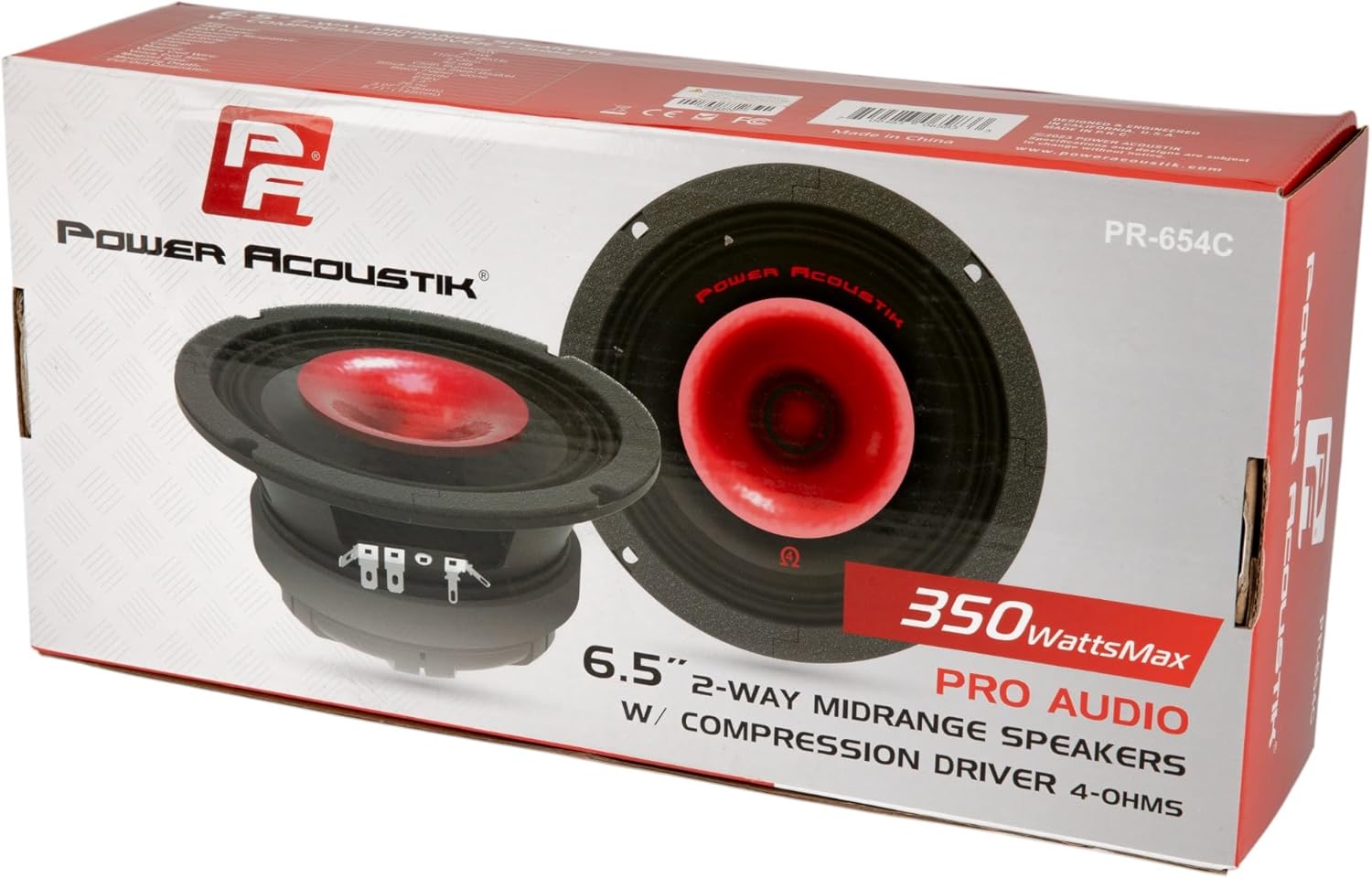 Power Acoustik PR-654C – 6.5 Inch Midrange Car Speaker | 175W RMS / 350W Max Power | 4 Ohm, 92dB Sensitivity | Cloth Surround, Black Paper Cone, Steel Basket | High Performance Car Audio Upgrade
