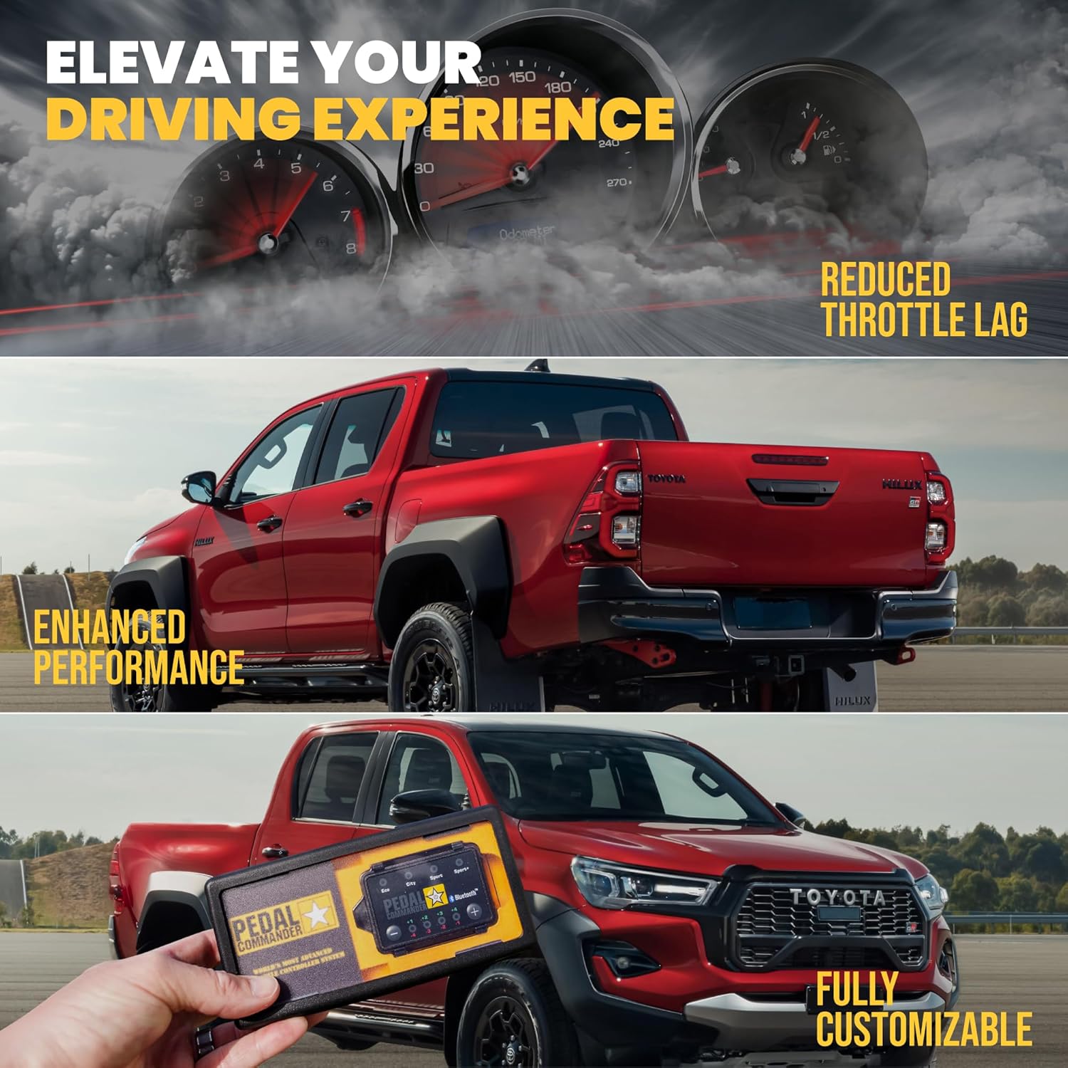 PEDAL COMMANDER for Toyota Hilux 2016-2025 Throttle Response Controller Fits: 8th Gen, Invincible X, Revo, Prerunner, Rocco, GR, Toyota Hilux Accessories