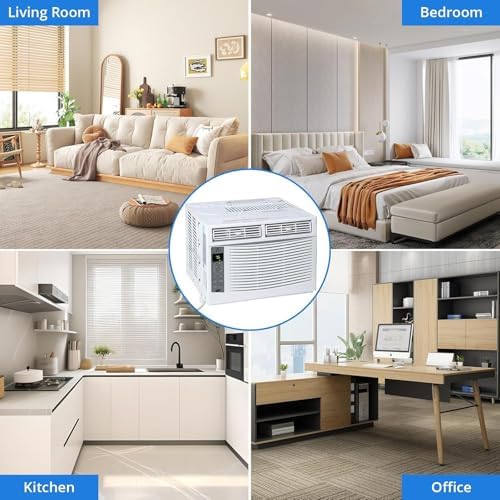 Window Air Conditioner, 6,000 BTU Capacity Covers 250 Sq Ft, Smart Home Compatible with Remote Control, Quick Install Window Unit for Bedrooms & Living Spaces