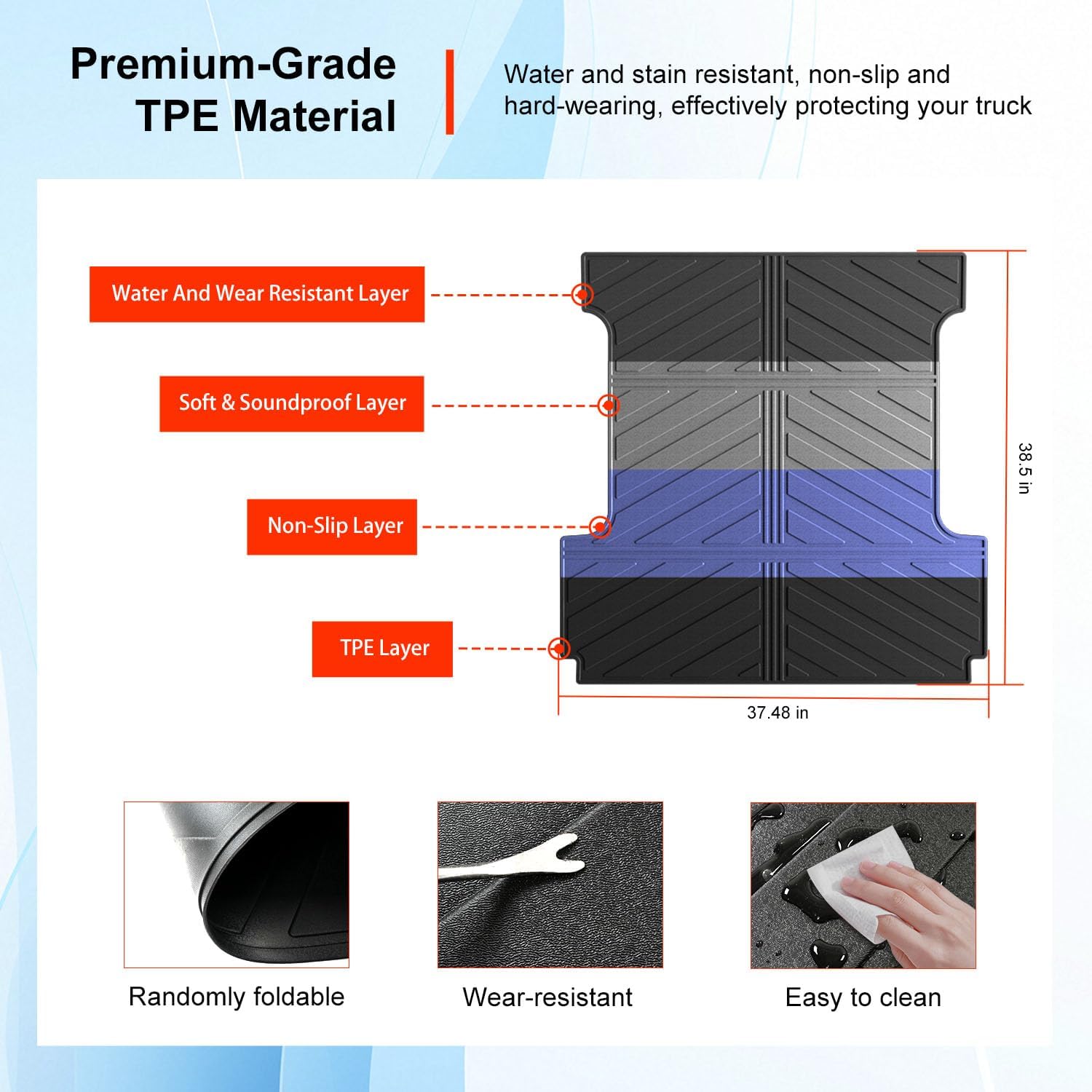 powoq 5.5FT Truck Bed Mat Compatible with 2015-2026 Ford F150 Bed Mat Truck Bed Liner All Season Protection Bed Liner Replacement for 2015-2026 Ford F150 Accessories