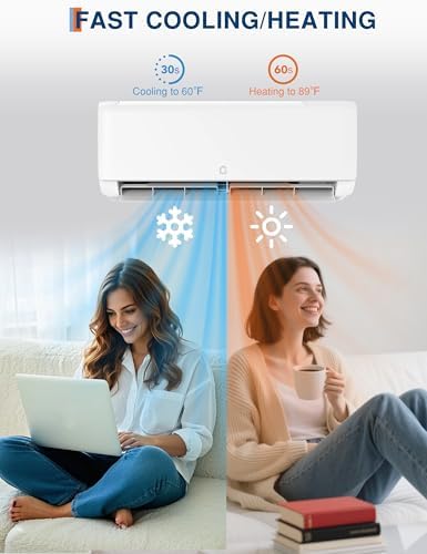 24000 Btu Mini Split AC Heating System, Wifi Enabled Mini Split Air Conditioner with 21 SEER2 Inverter, Heat Pump, 208-230V for Rooms Up to 1500 Sq. Ft, White