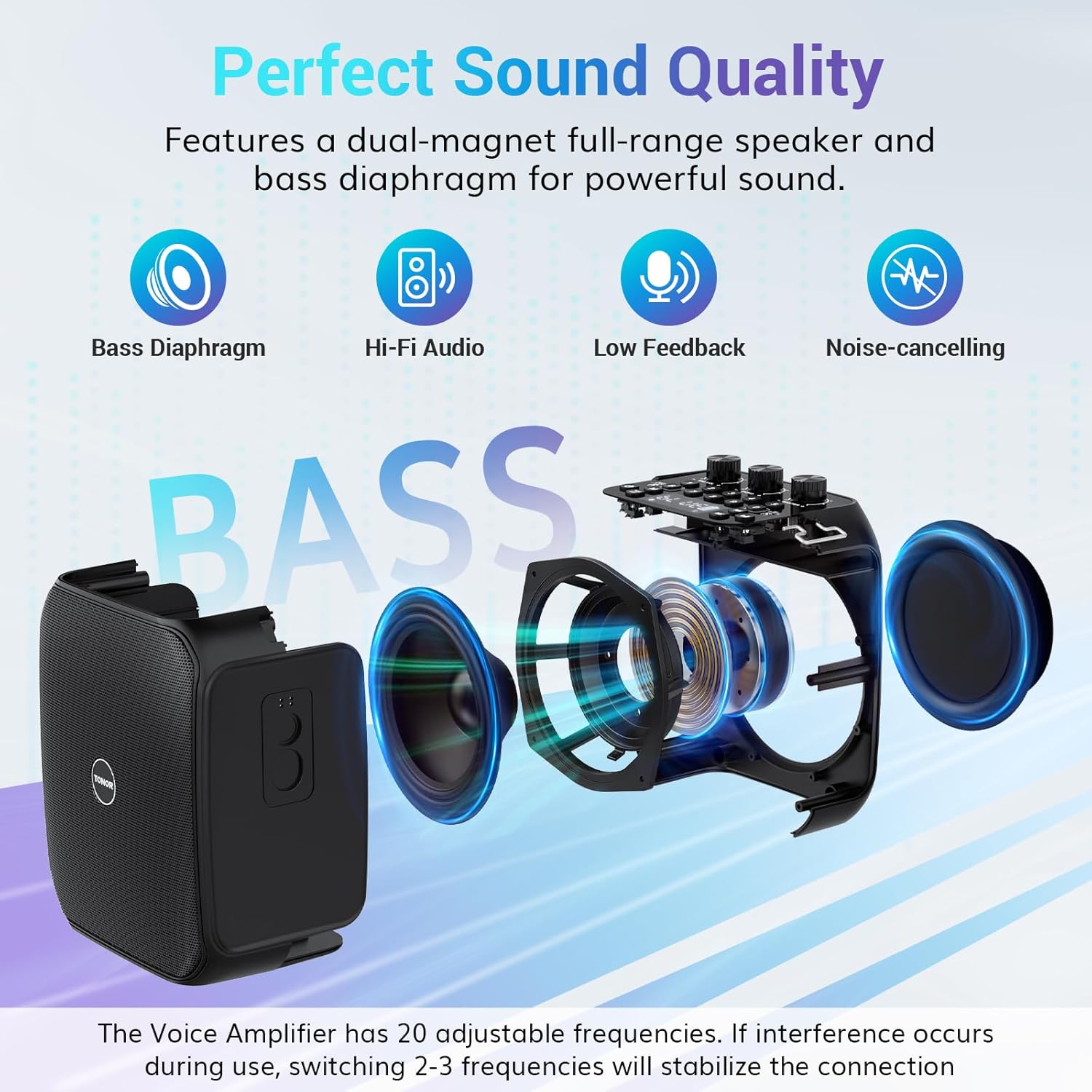 TONOR 6000mAh Rechargeable Voice Amplifier 50W, Bluetooth Personal PA System with Wireless Headset Mic & Waistband, Portable Megaphone Speaker for Classroom, Training, Teaching, Speech, Tour Guide K13