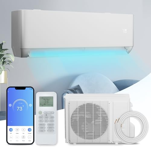 Magshion 12000 BTU Mini Split AC with Heat Pump, 1 Ton Pre-Charged 22 SEER2 Inverter Air Conditioner, 115V, WiFi Enabled & Voice Control, Cools Rooms Up to 550 Sq. Ft