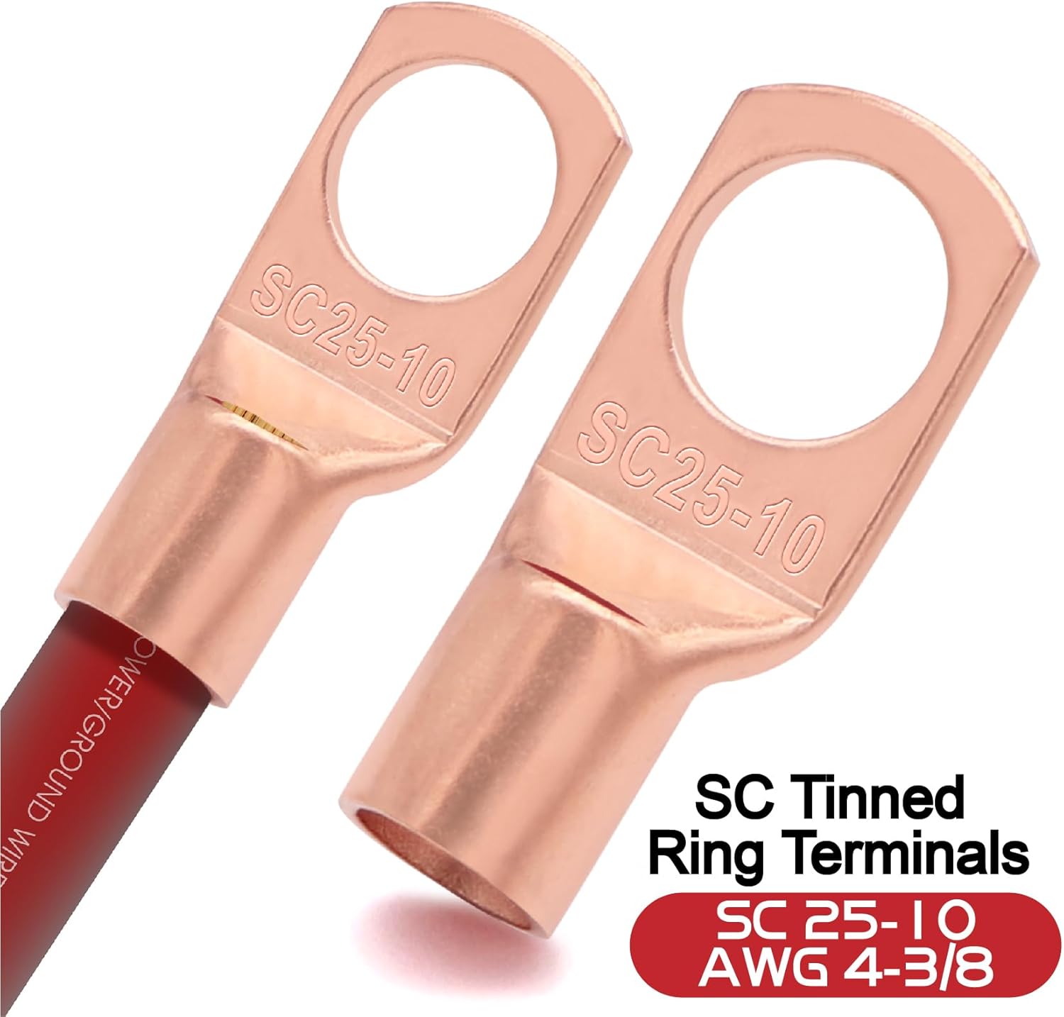 4 Gauge Wire (50FT Black+50FT Red) Copper Clad Aluminum CCA,20PCS Lugs Terminal Connectors,20PCS 3:1 Heat Shrink Tube and a 10 Inch Heavy Duty Cable Cutter