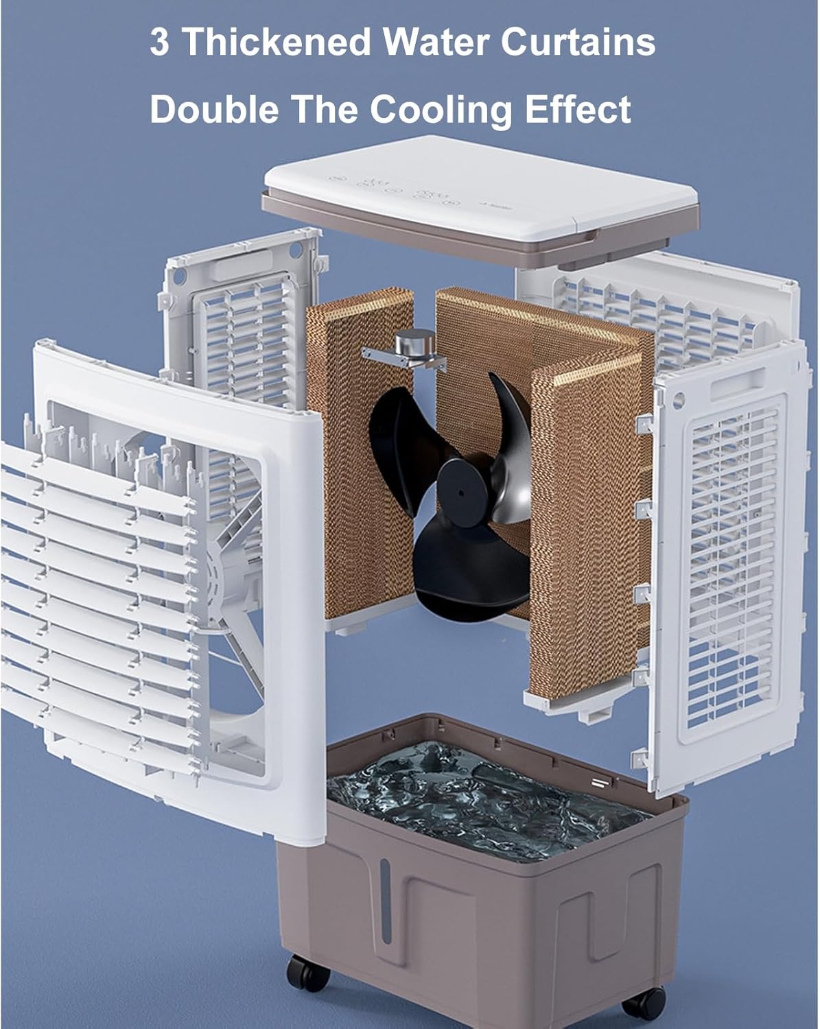 Outdoor Swamp Cooler, Evaporative Air Coolers with Remote Control, 90° Oscillating, 3-Speed Mode, Air Cooler, 50L Large Capacity Water Tank for Indooor Outdoor Use