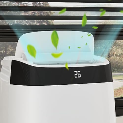 10,000 BTU Portable Air Conditioner, 3-In-1 Free-Standing Cooling AC Unit with Dehumidifier/Fan, Remote Control, Quiet Sleep Mode, 24H Timer, for Room Up 450 Sq. Ft, Black