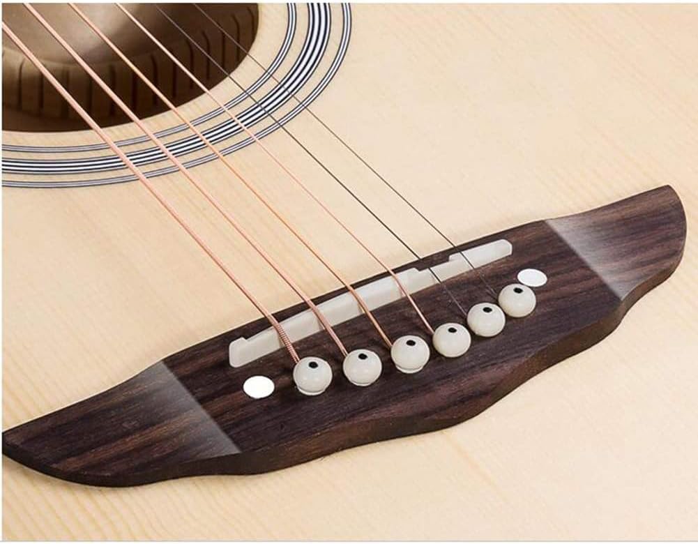 Full Size Guitar Ballad Wooden Guitar 38 Inch Student Practice Travel Musical Instrument Portable Waterproof Backpack Metal Strings Beginner Acoustic Guitar Starter Package Student G (Beige Long)